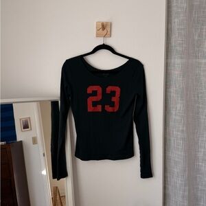 Brandy Melville Black Long Sleeve with Red Number